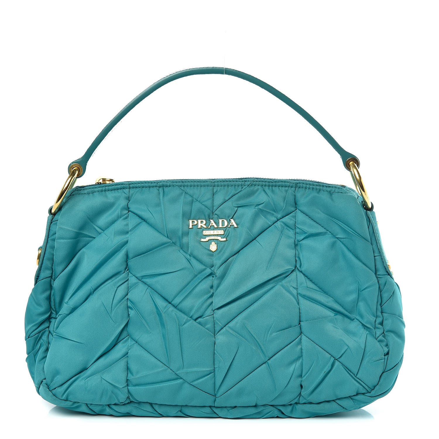 Prada Tessuto Nylon Chevron Quilted Shoulder Bag Turchese 1 of 10