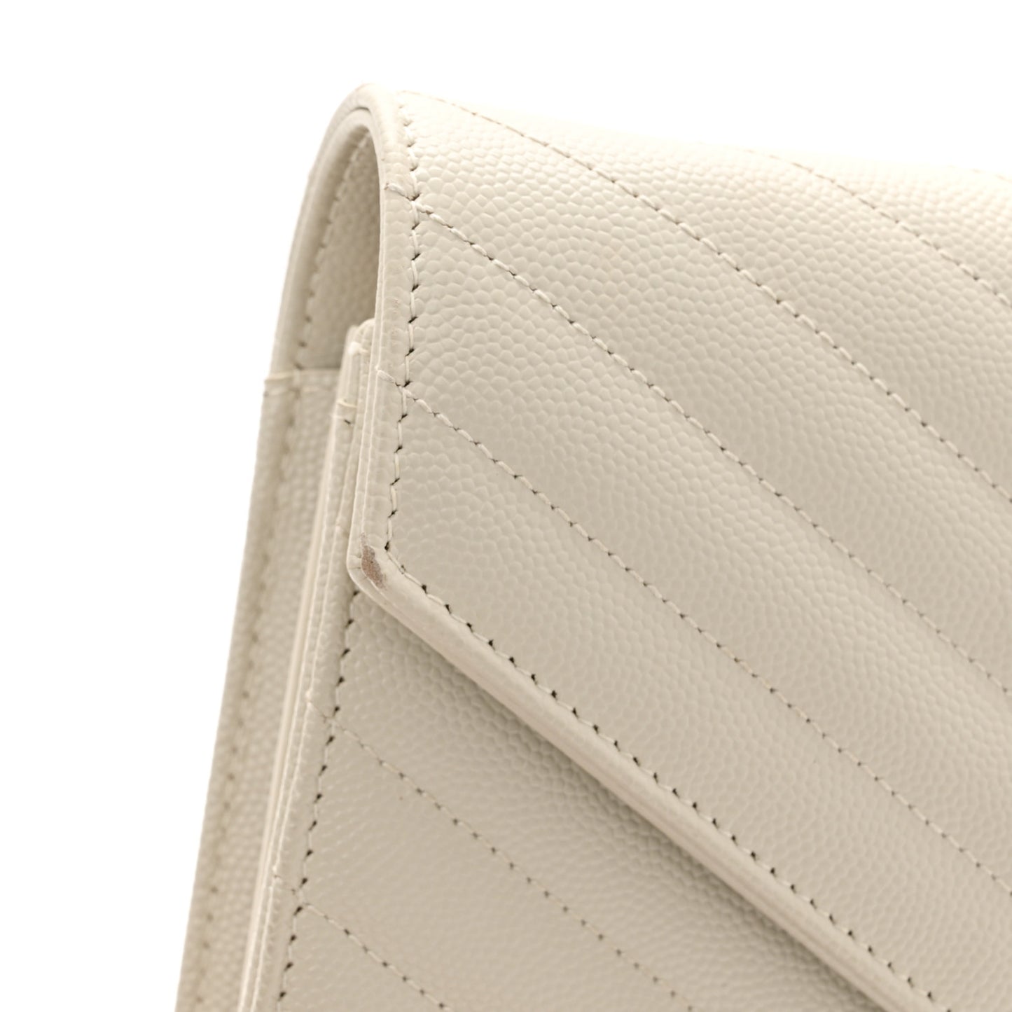 Grain De Poudre Matelasse Chevron Monogram Chain Wallet Crema Soft