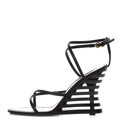 Louis Vuitton Resin Satin Wedge Sandals 39 Black 1 of 12