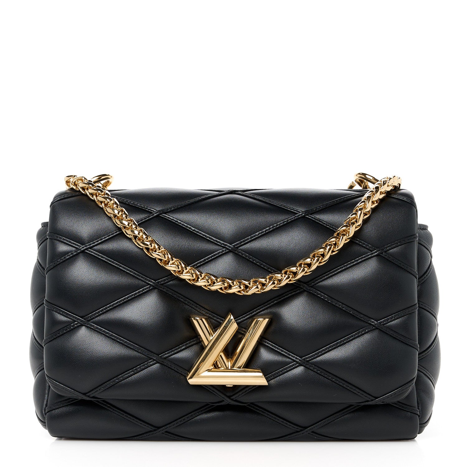 Louis Vuitton Lambskin Malletage Top Handle GO-14 MM Black 1 of 11