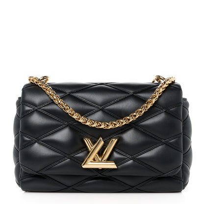 Louis Vuitton Lambskin Malletage Top Handle GO-14 MM Black 1 of 11
