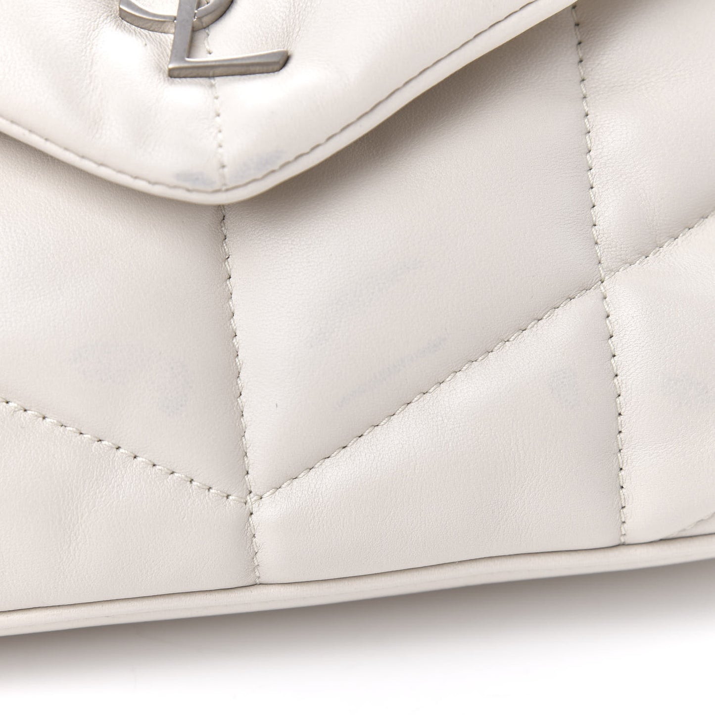 Lambskin Quilted Toy Loulou Puffer Monogram Chain Satchel Blanc Vintage