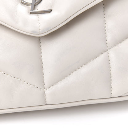 Saint Laurent Lambskin Quilted Toy Loulou Puffer Monogram Chain Satchel Blanc Vintage 9 of 12