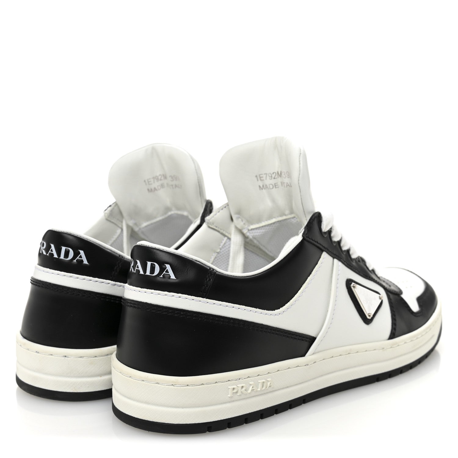 Prada Vitello Sport Spazzolato Rois Triangle Logo Womens Downtown Low Top 30mm Sneakers 39.5 White Black 4 of 10