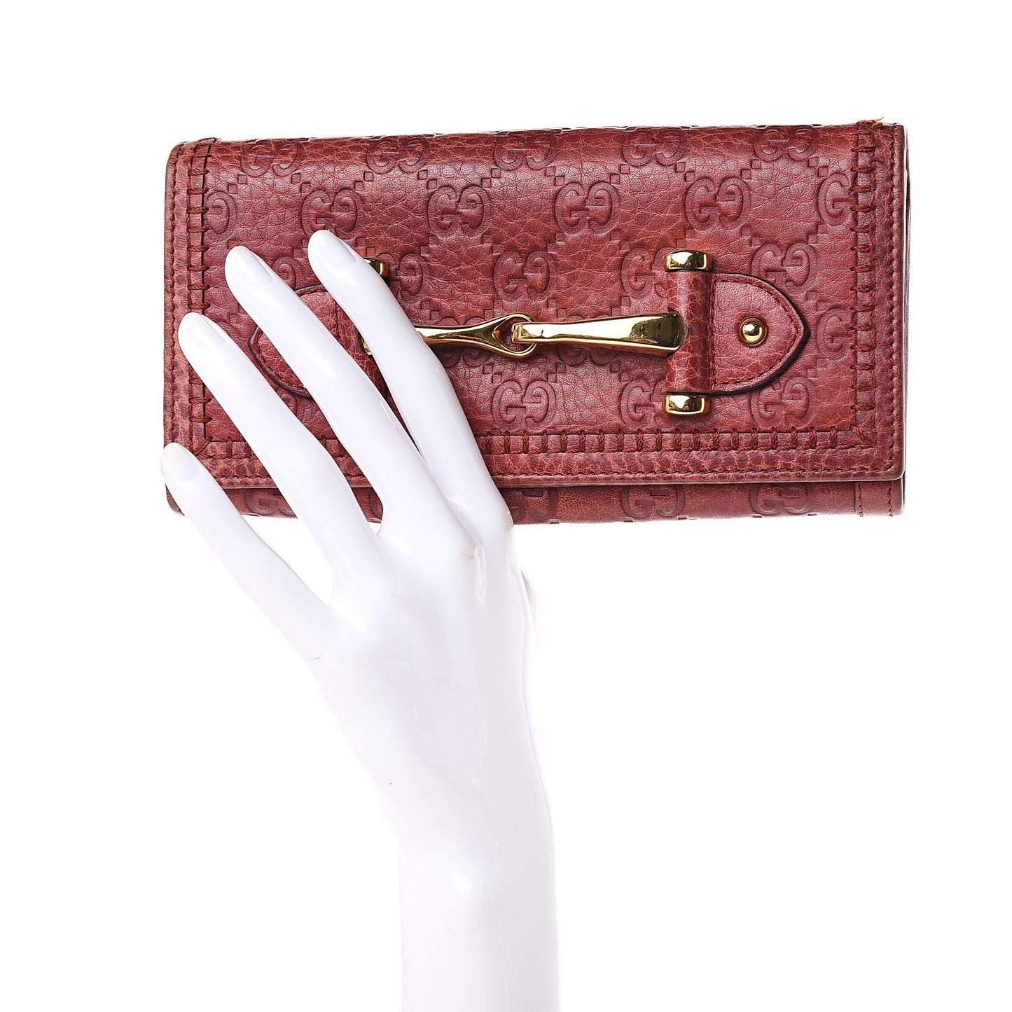 Guccissima Horsebit Continental Wallet Red