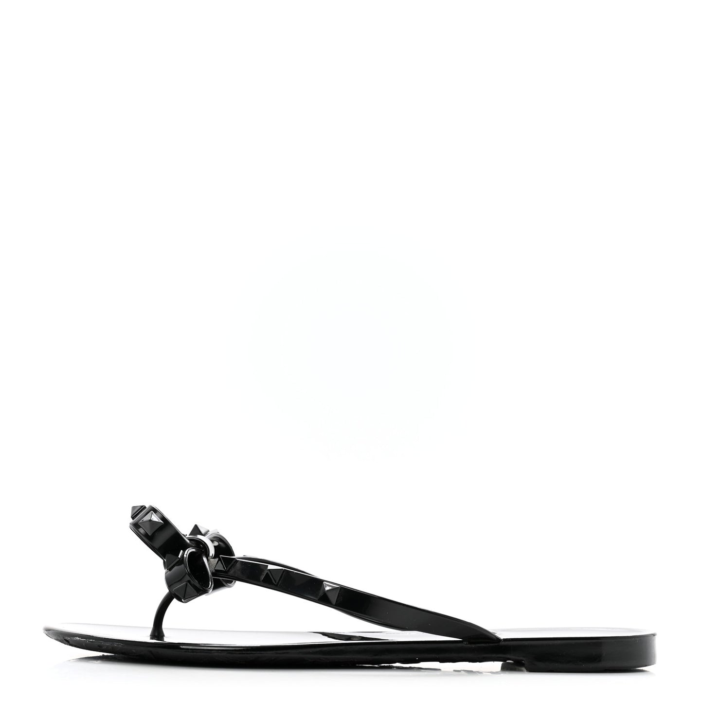 PVC Jelly Rockstud Bow Thong Sandals 40 Black