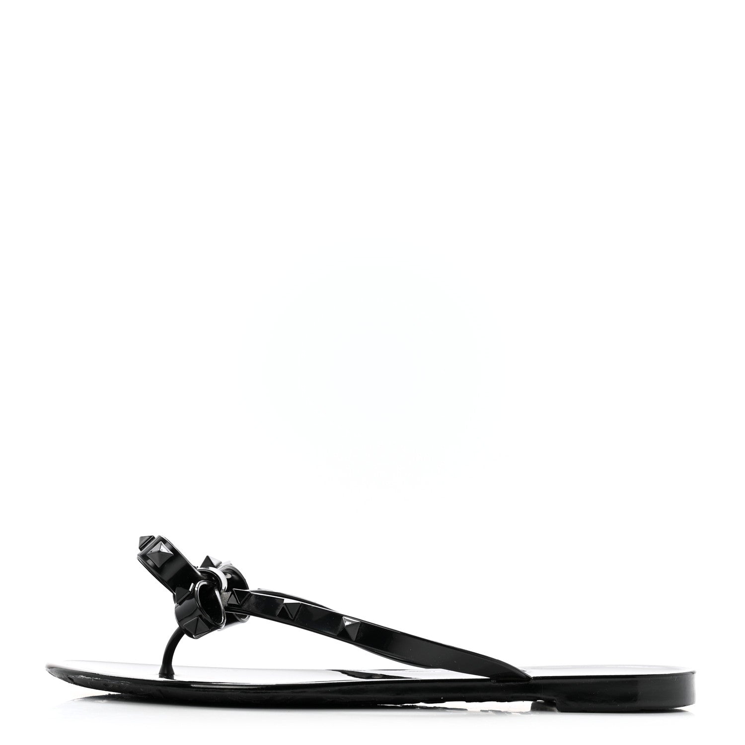 Valentino Garavani PVC Jelly Rockstud Bow Thong Sandals 40 Black 1 of 9