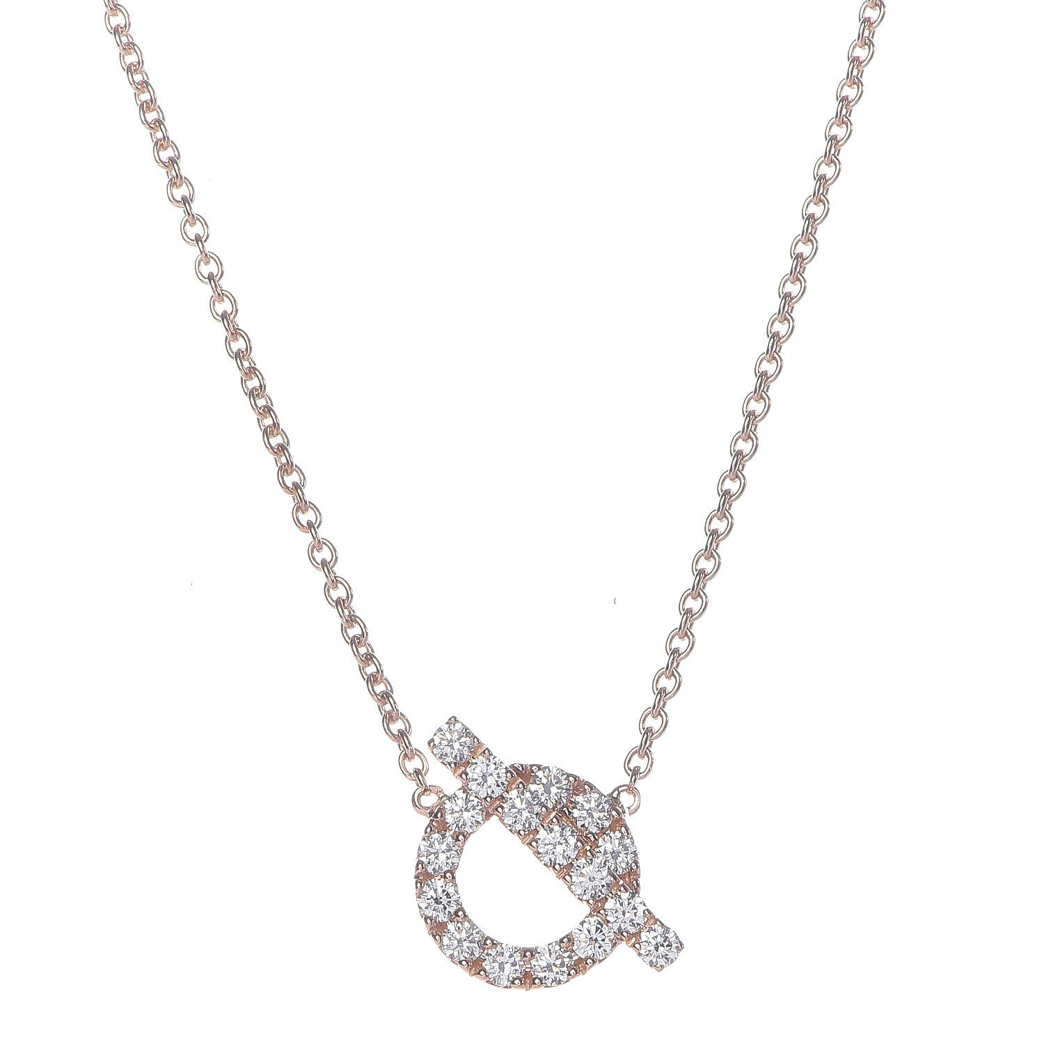 Hermes 18K Rose Gold Diamond Finesse Pendant Necklace 6 of 7