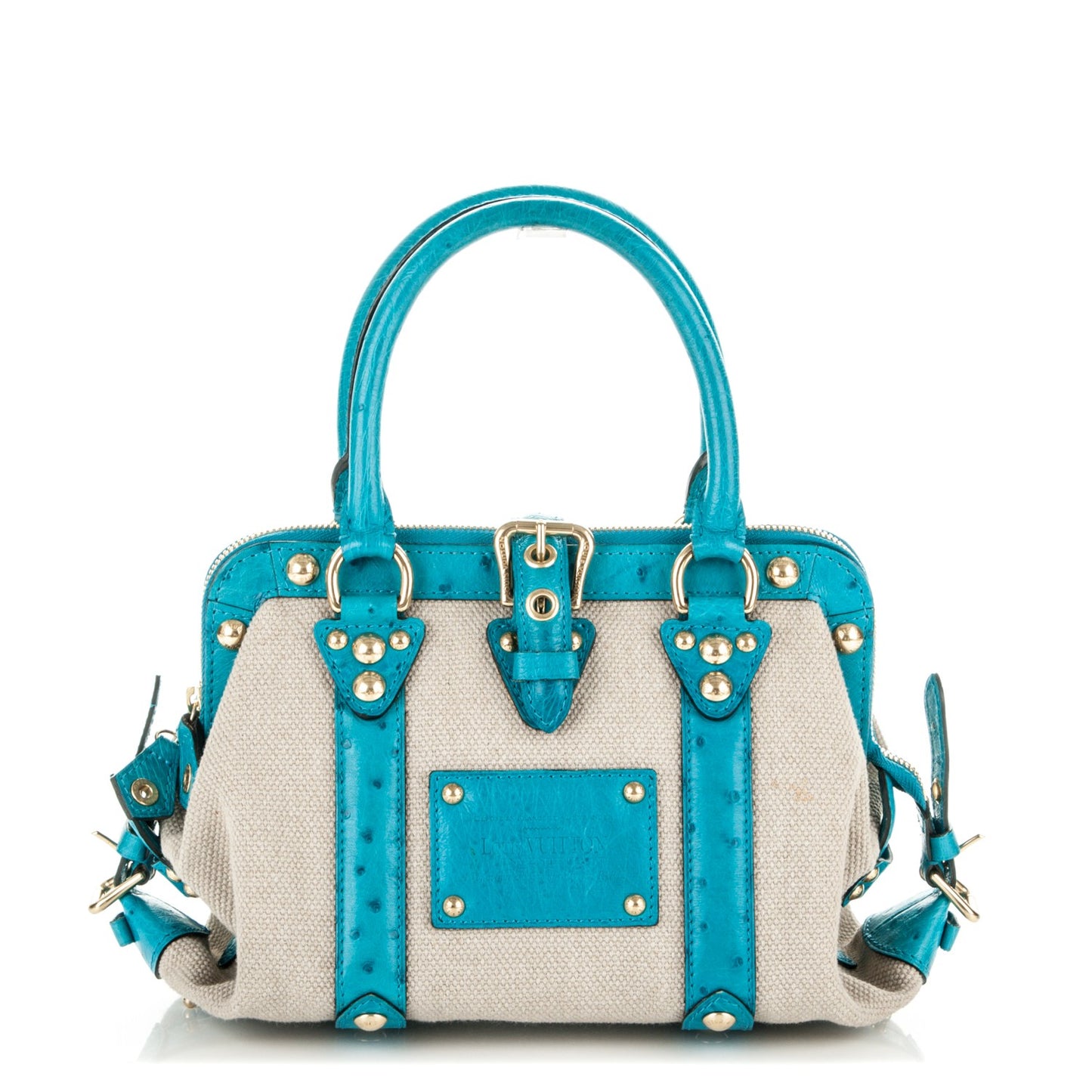 Toile Ostrich Trianon Sac De Nuit MM Turquoise