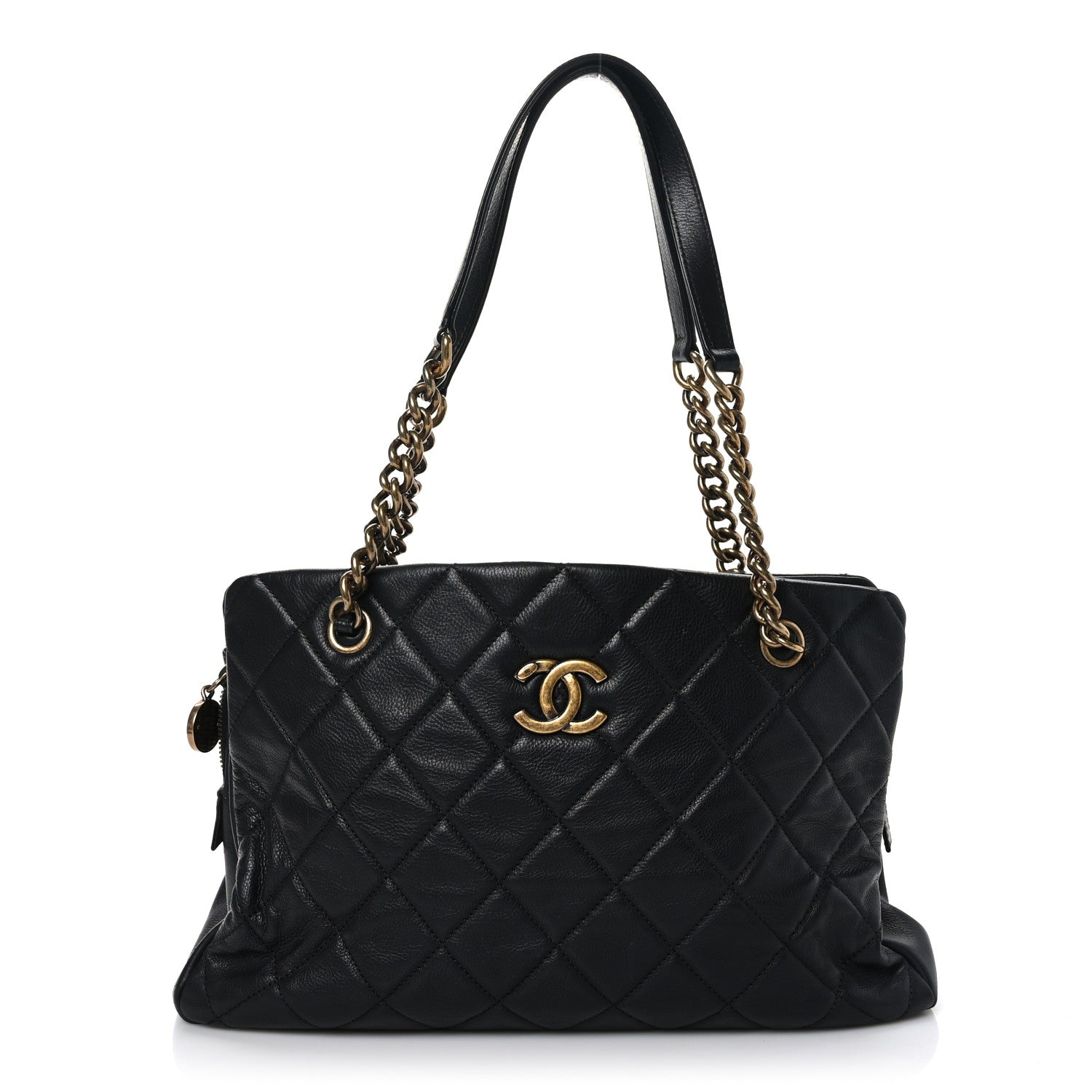 Chanel Calfskin Quilted Small CC Crown Tote Black 1 of 9