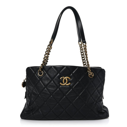 Chanel Calfskin Quilted Small CC Crown Tote Black 1 of 9