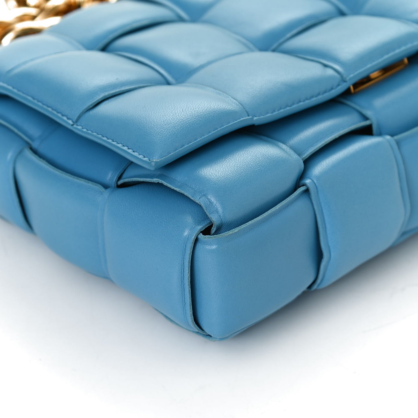 Lambskin Maxi Intreccio Padded Chain Cassette Crossbody Bag Swimming Pool