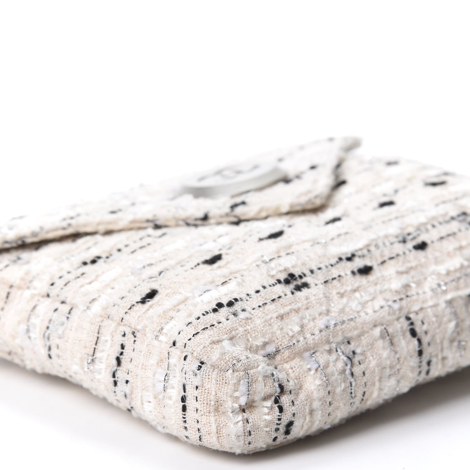 Chanel Tweed Quilted Envelope Chain Clutch White 5 of 8