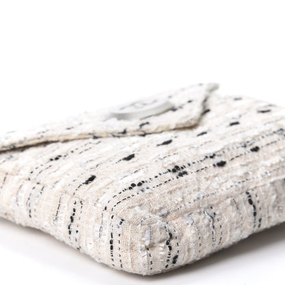 Chanel Tweed Quilted Envelope Chain Clutch White 5 of 8