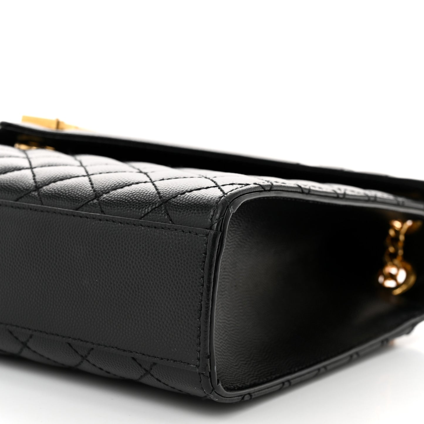 Grain De Poudre Textured Mixed Matelasse Large Triquilt Monogram Satchel Black