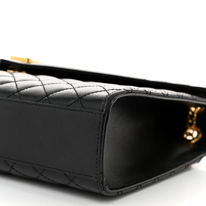 Saint Laurent Grain De Poudre Textured Mixed Matelasse Large Triquilt Monogram Satchel Black 10 of 11