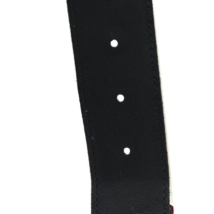 Gucci X ADIDAS Crystal Vintage Monogram Textured Dollar Calfskin Double G 40mm Belt 75 30 Hibiscus Red Off White Black 5 of 6