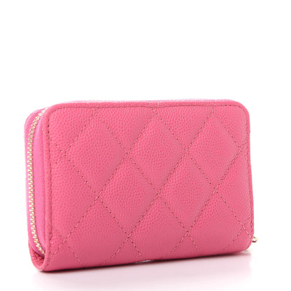 Chanel Caviar Quilted Zip Coin Purse Pink 3 of 8