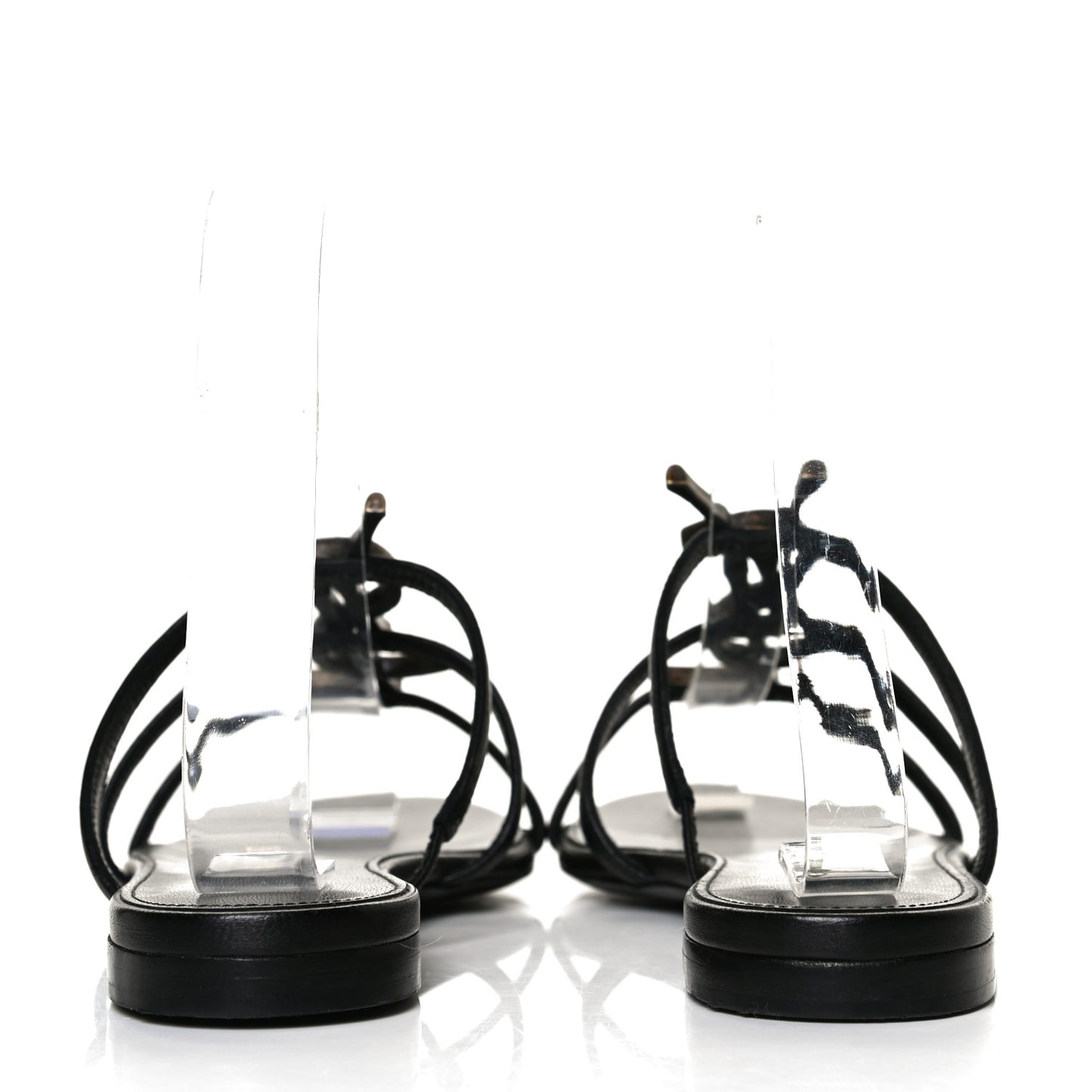 Calfskin Monogram Sandals 36 Black