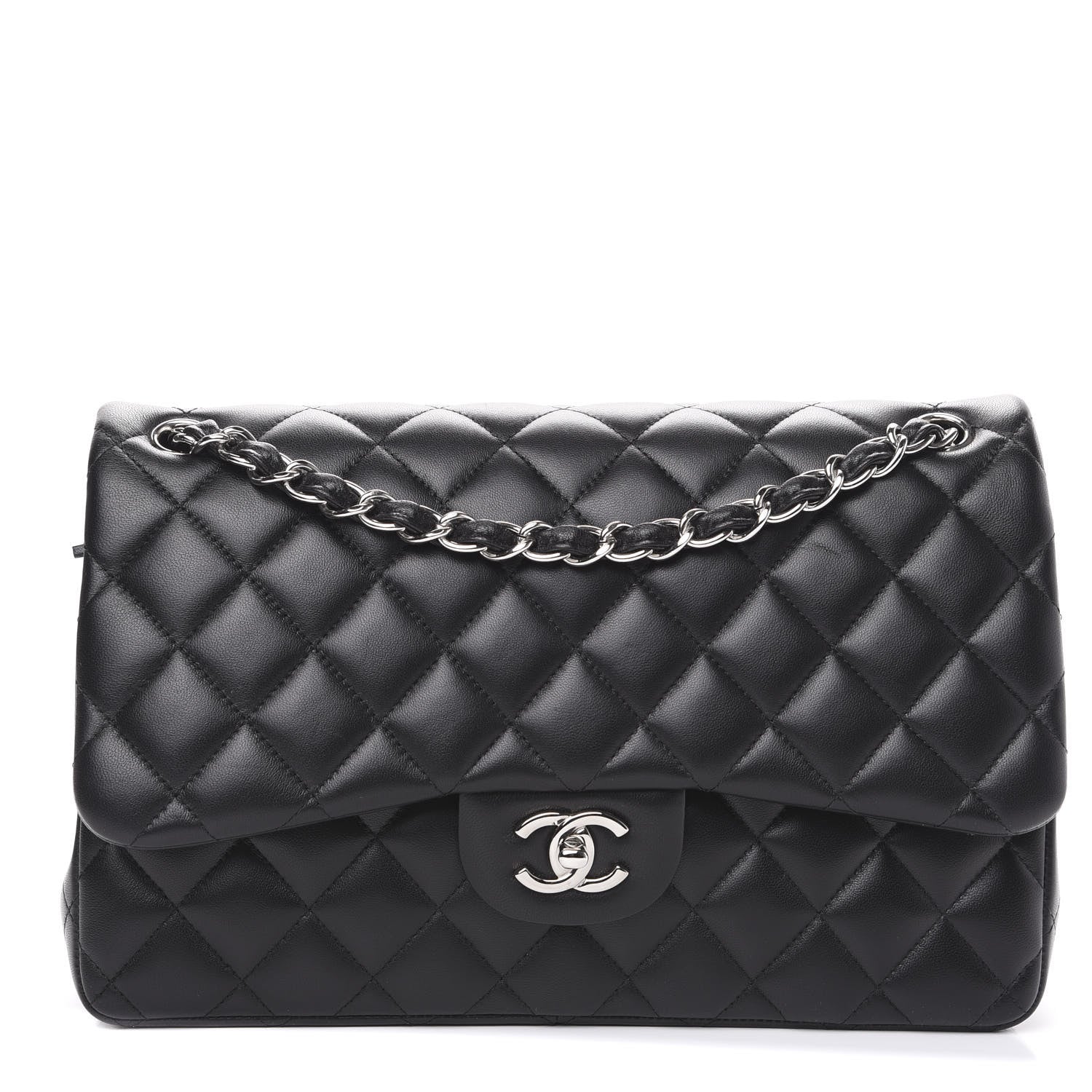 Chanel Lambskin Quilted Jumbo Double Flap Black 1 of 13