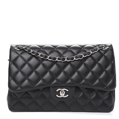 Chanel Lambskin Quilted Jumbo Double Flap Black 1 of 13