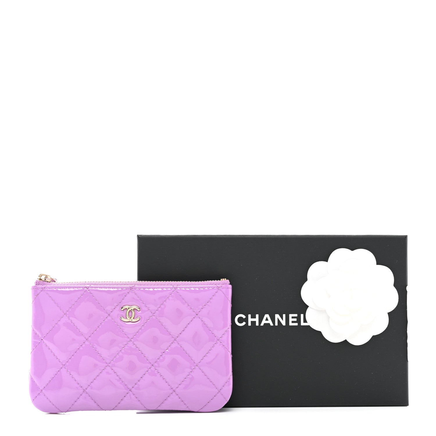 Chanel Patent Quilted Small Cosmetic Case Purple 8 of 8