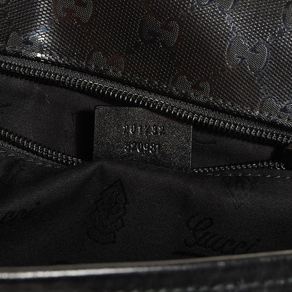Gucci Imprime Monogram Medium Double Buckle Flap Messenger Bag Black 7 of 9