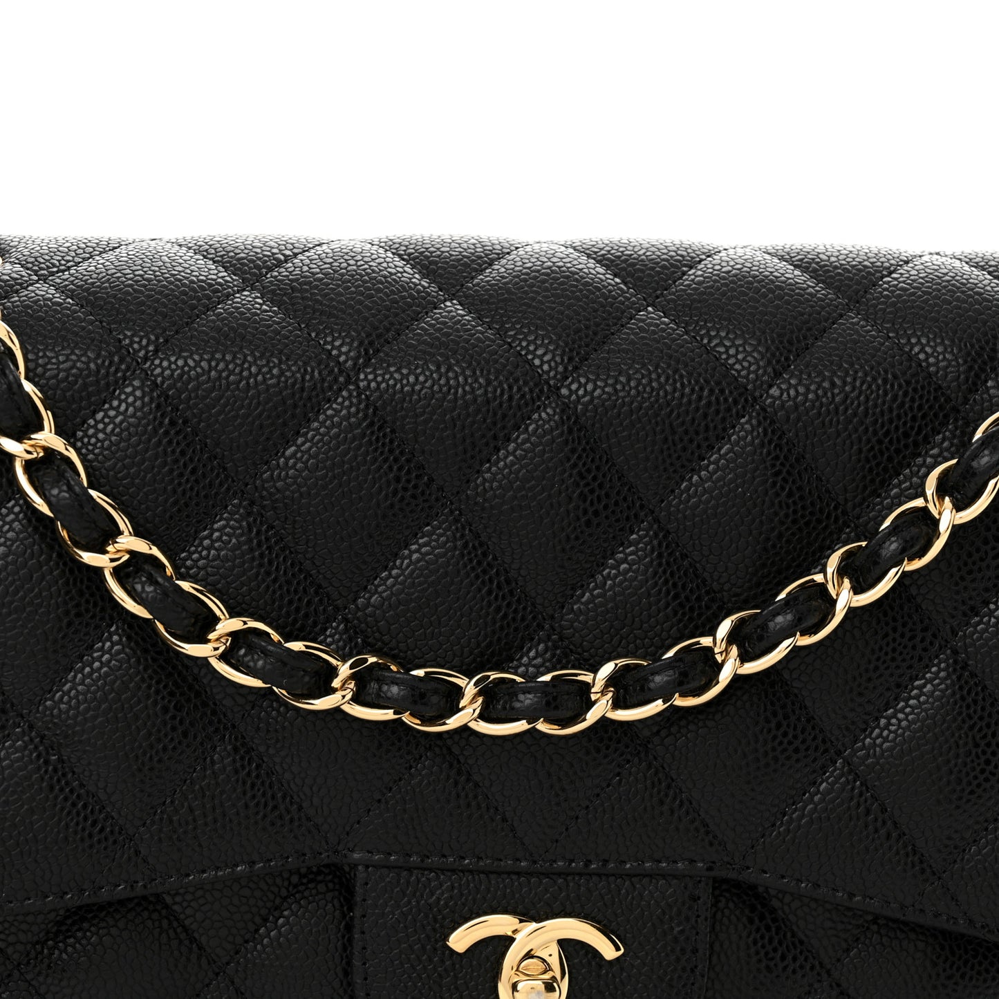 Caviar Quilted Jumbo Double Flap Black
