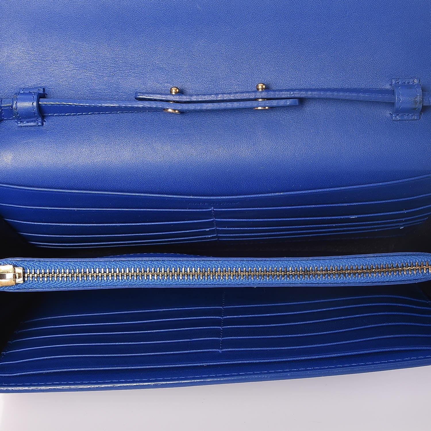 Saint Laurent Calfskin Monogram Chain Wallet Royal Blue 5 of 8