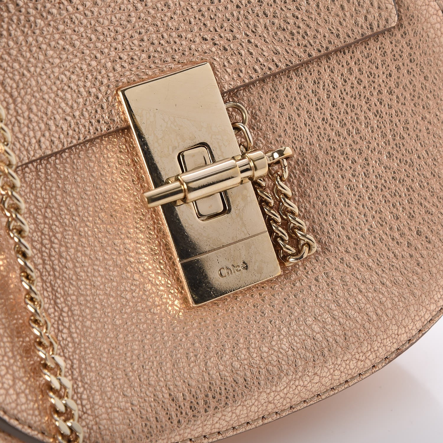 Chloe Metallic Grained Goatskin Nano Drew Shoulder Bag Abstract Gold 8 of 10