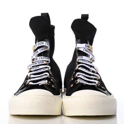 Christian Dior Technical Knit Calfskin Womens Walk'N'Dior High Top Sneakers 38 Black 2 of 9