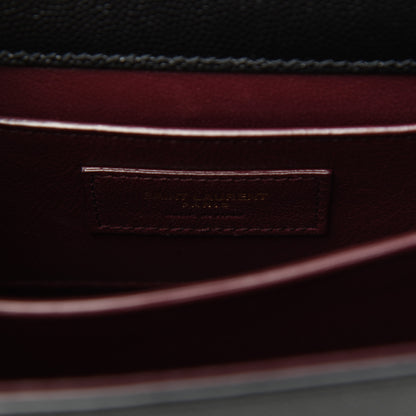 Saint Laurent Grain de Poudre Mini Classic Monogram Cassandra Top Handle Black Rouge Legion 9 of 15