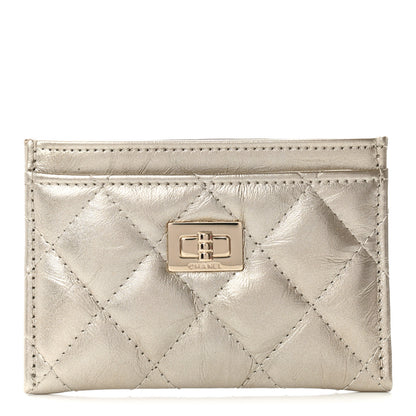 Chanel Metallic Aged Calfskin Quilted Reissue Card Holder Gold 1 of 9