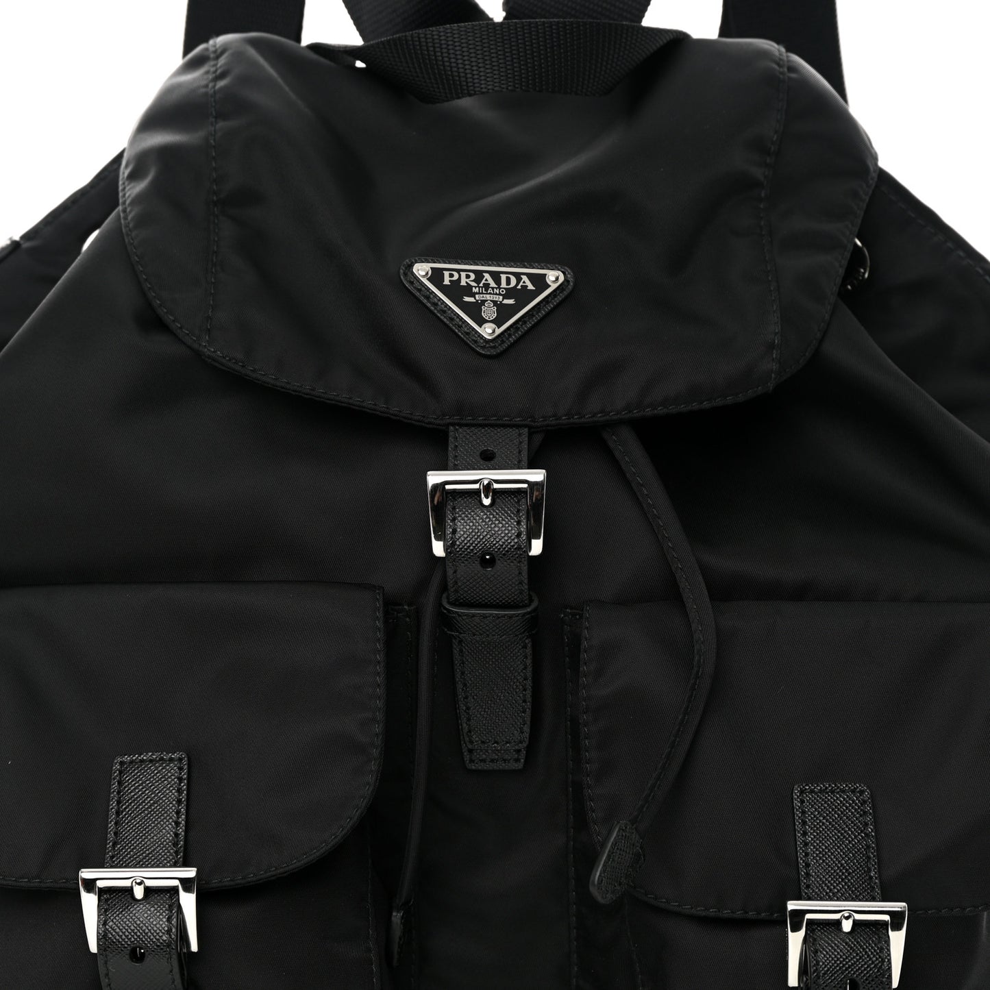 Tessuto Nylon Saffiano Medium Backpack Black
