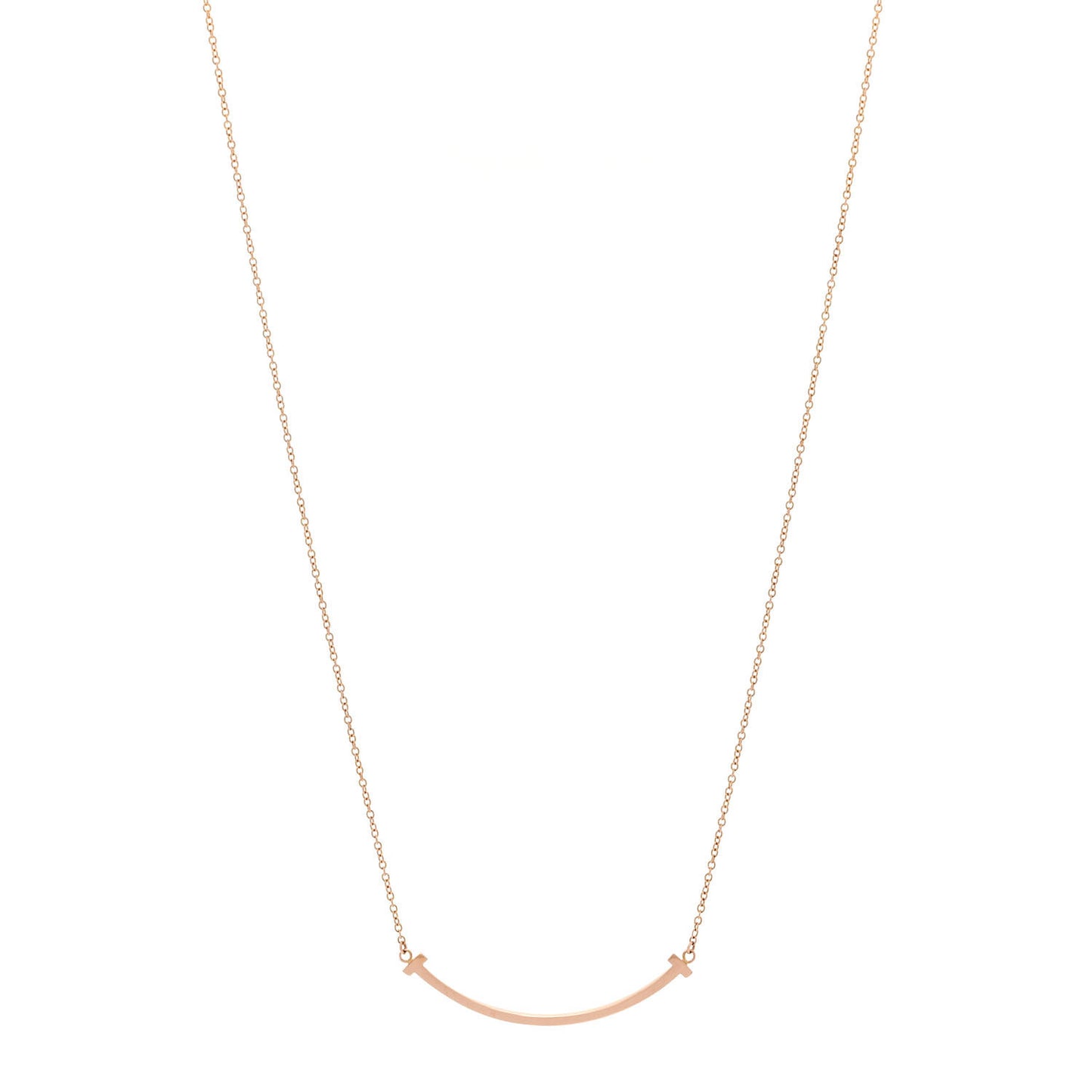 18K Rose Gold Small T Smile Pendant Necklace