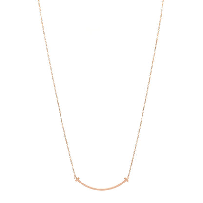 Tiffany 18K Rose Gold Small T Smile Pendant Necklace 1 of 5