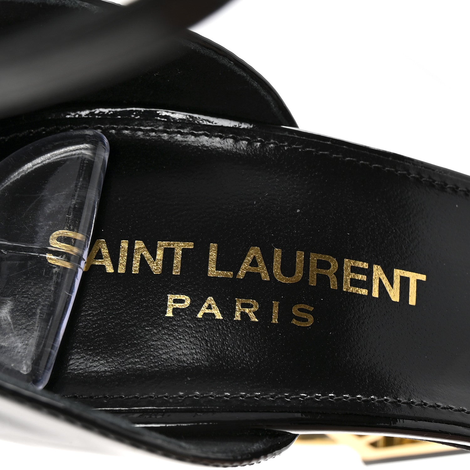 Saint Laurent Patent Calfskin Opyum 110 Sandals 36.5 Black Gold 15 of 18
