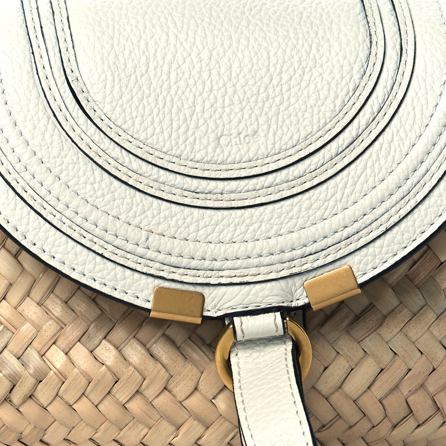 Chloe Raffia Calfskin Marcie Basket White 8 of 10