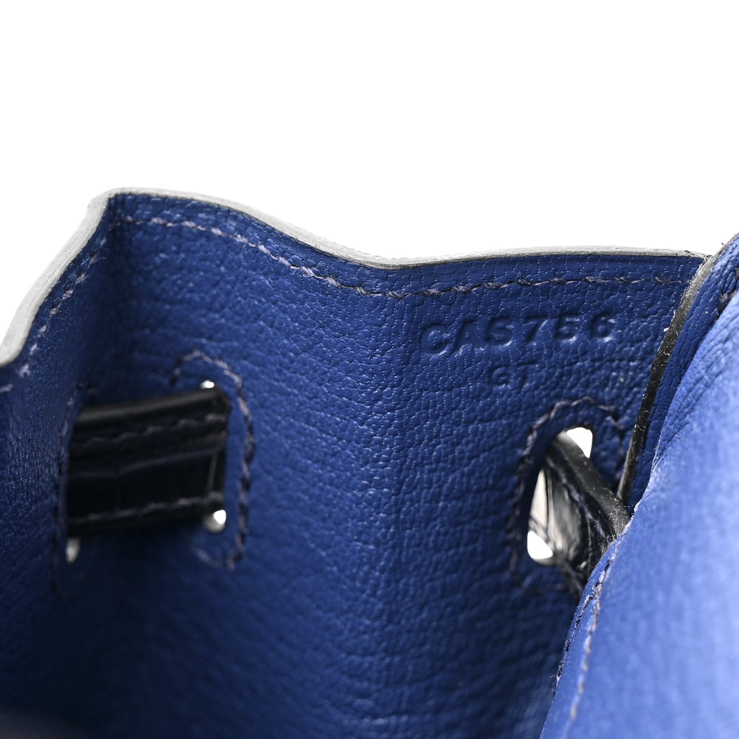 Taurillon Novillo Matte Alligator Birkin Touch 25 Bleu Saphir Bleu Marine
