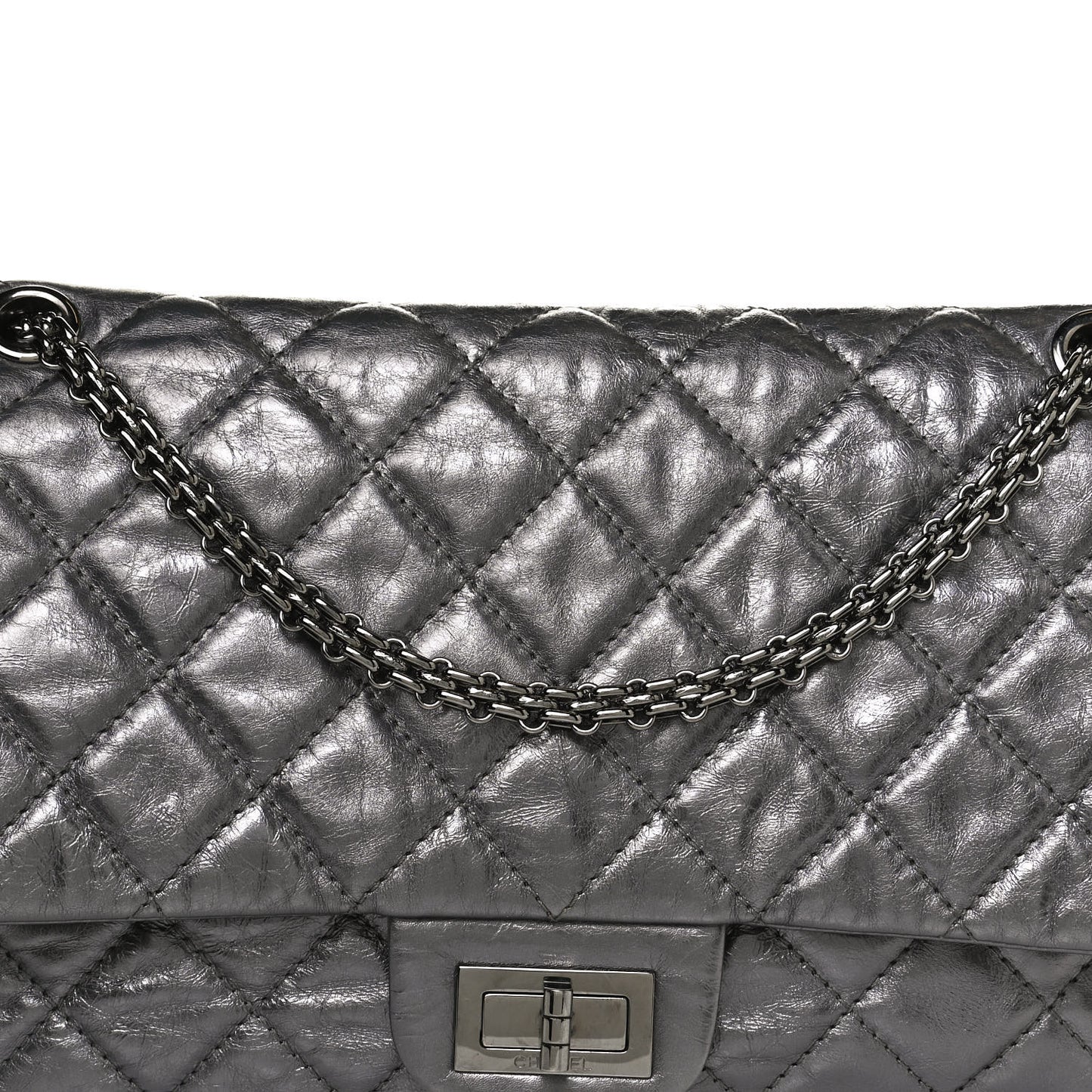 Metallic Aged Calfskin Quilted 2.55 Reissue 226 Flap Silver
