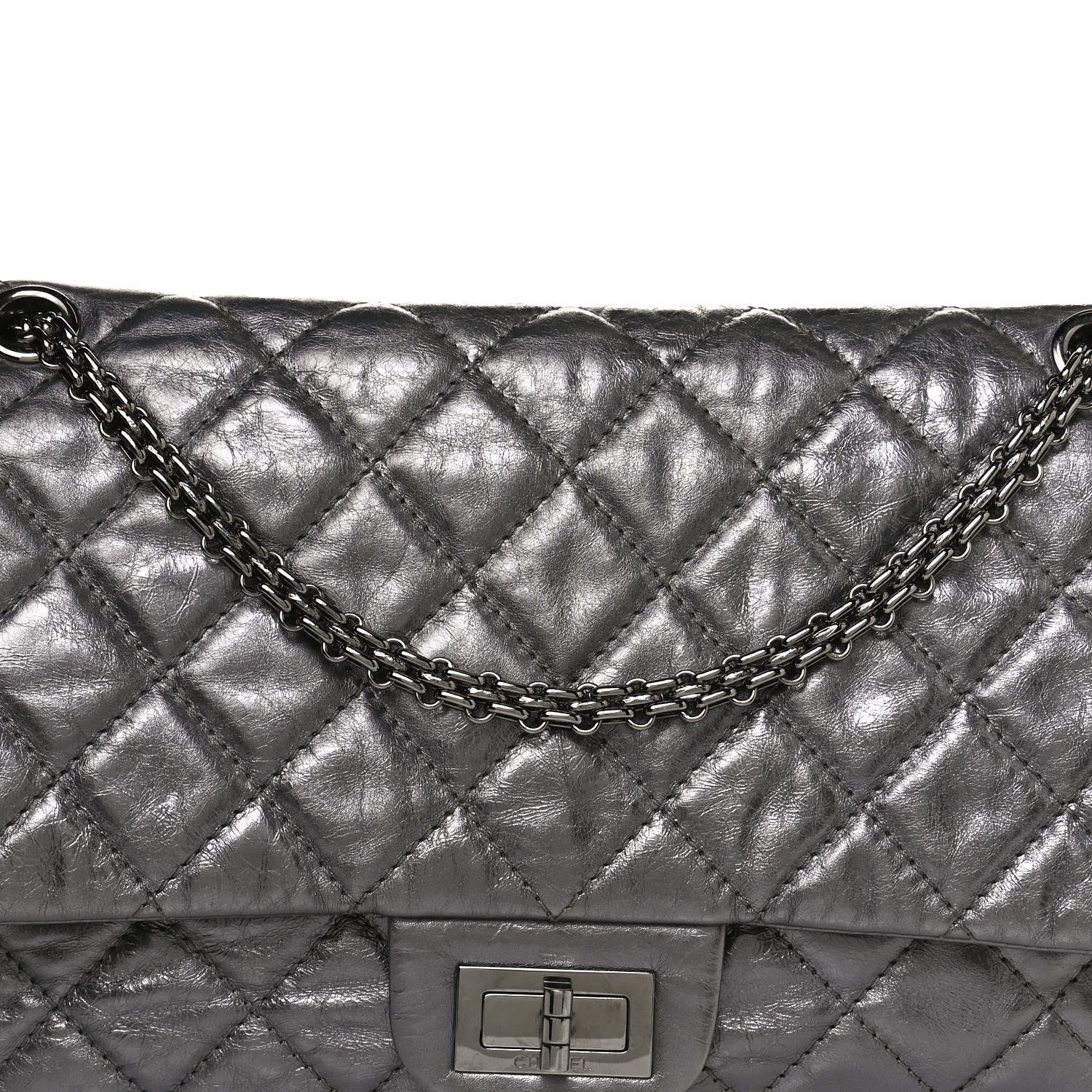Chanel Metallic Aged Calfskin Quilted 2.55 Reissue 226 Flap Silver 8 of 10