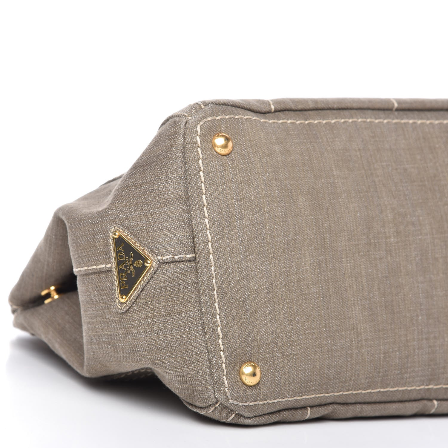 Prada Denim Logo Tote Militare 6 of 10