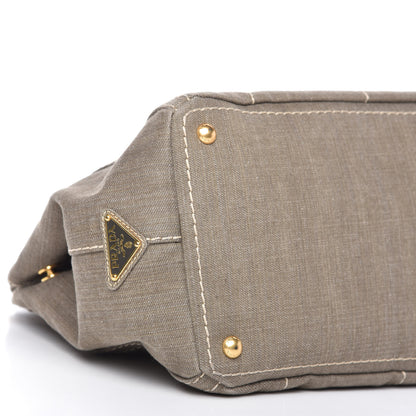 Prada Denim Logo Tote Militare 6 of 10