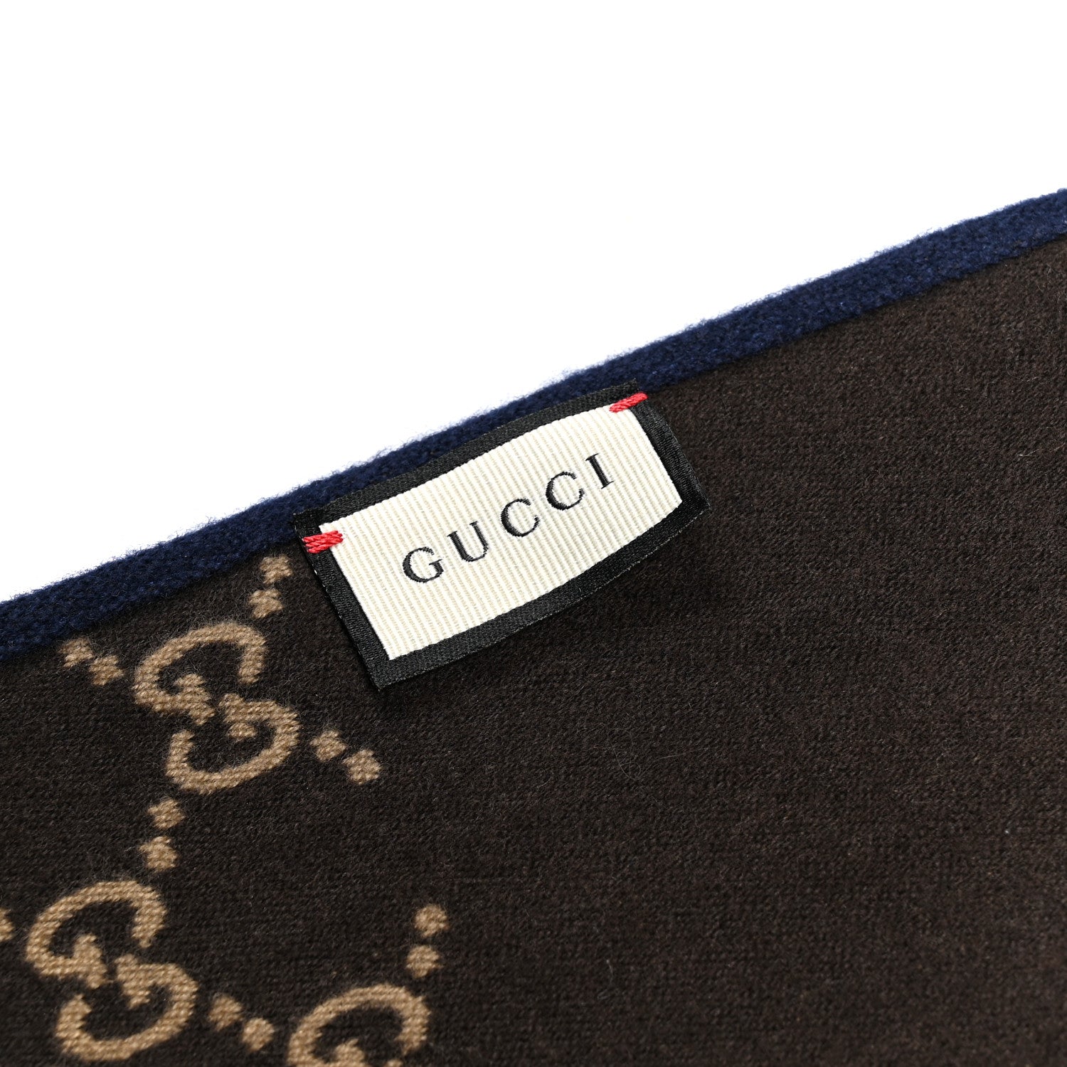 Gucci Wool Silk GG Monogram Ripon Simple Scarf Brown Blue 3 of 5