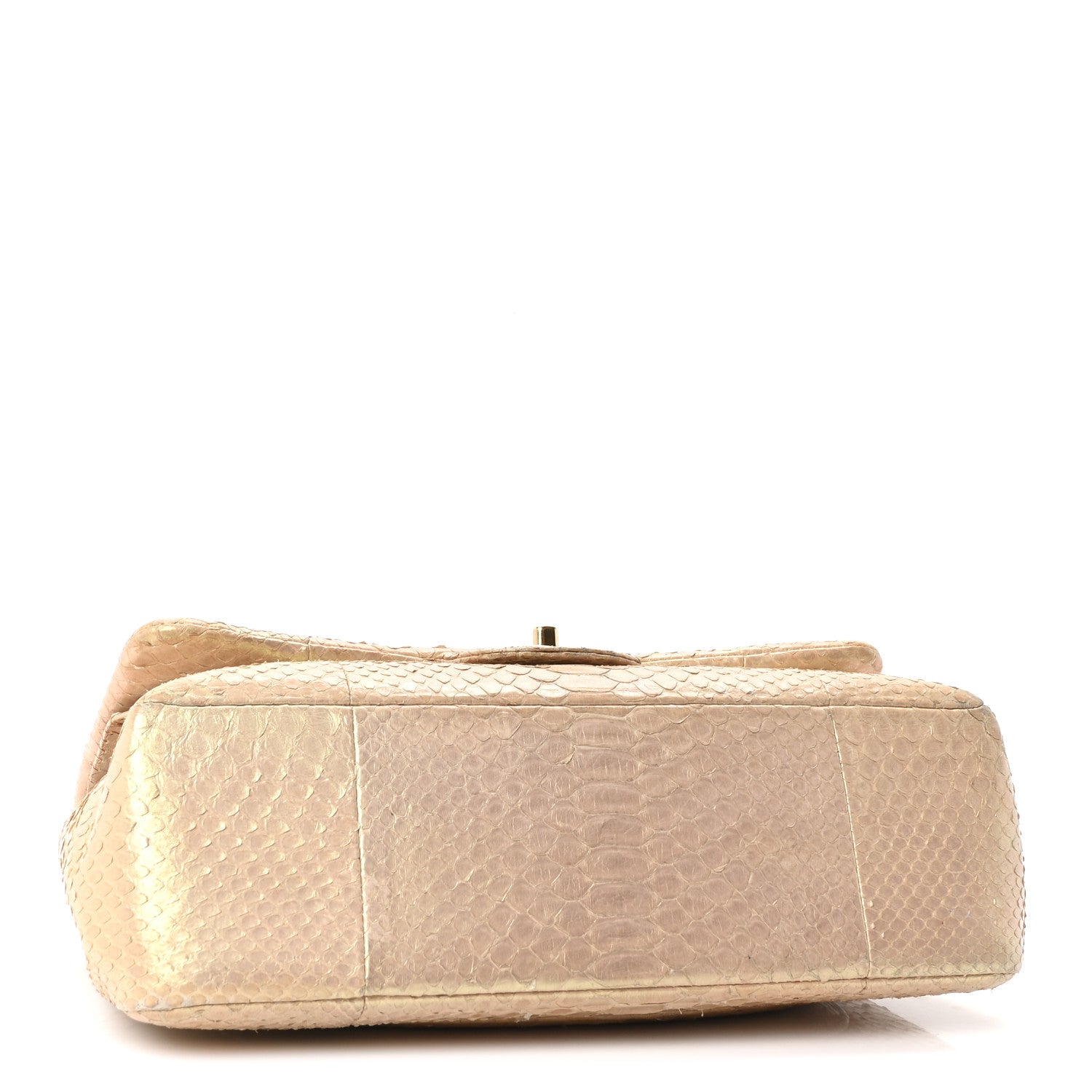 Chanel Metallic Snakeskin Jumbo Double Flap Light Beige 4 of 10