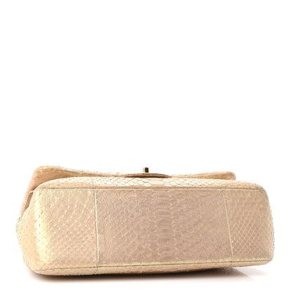 Chanel Metallic Snakeskin Jumbo Double Flap Light Beige 4 of 10