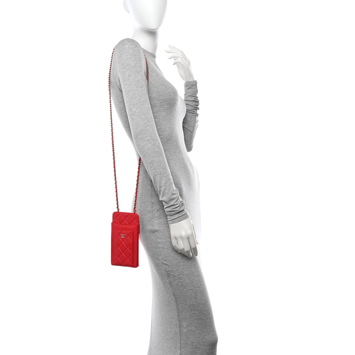 Caviar Quilted CC Phone Holder Red