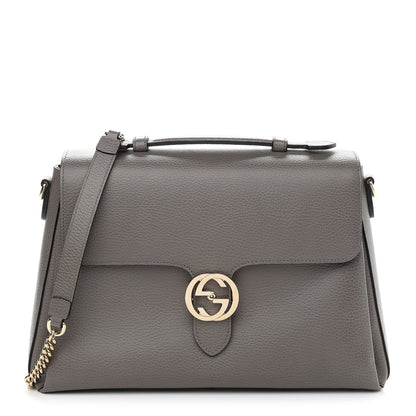 Gucci Dollar Calfskin Medium Interlocking G Top Handle Shoulder Bag Loess 1 of 9