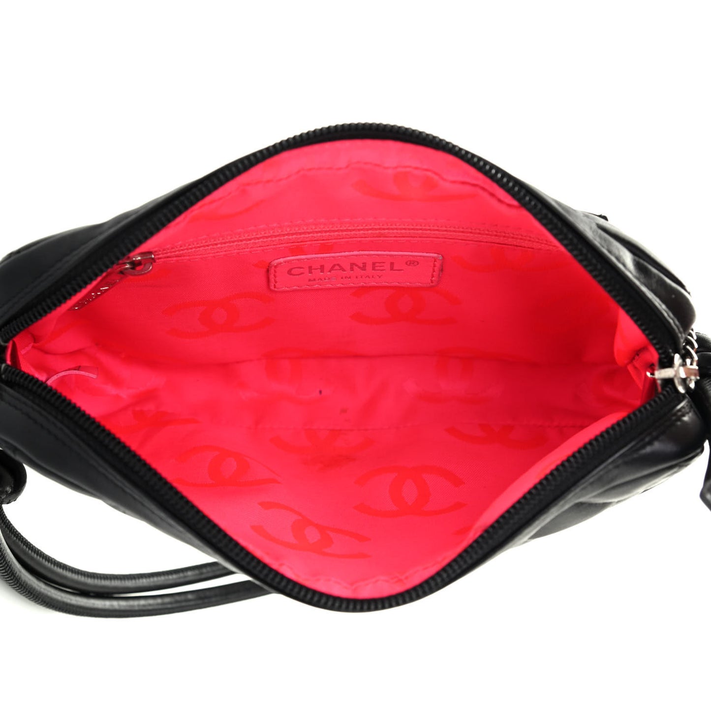 Calfskin Quilted Cambon Pochette Black White