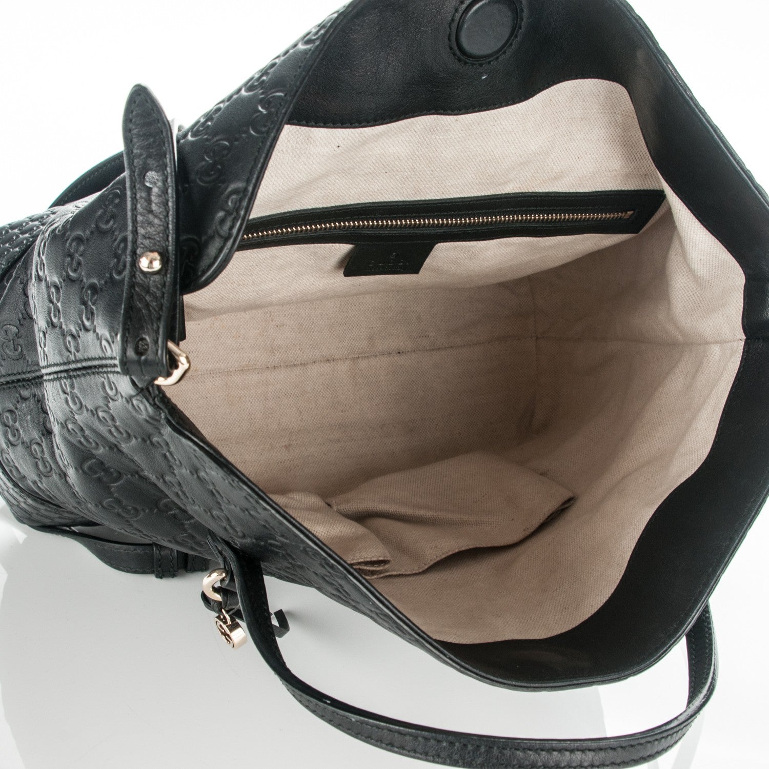 Gucci Guccissima Medium Bree Foldover Tote Black 5 of 7